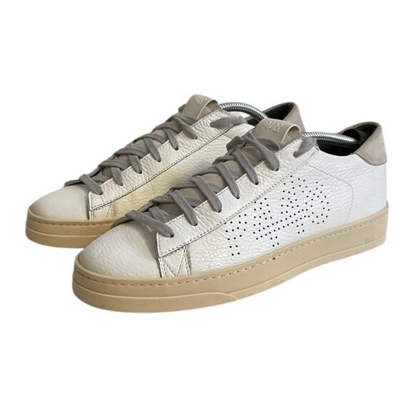 P448 Jack Lace Up Closure Women’s EU 39 US 8 Leather Sneaker White & Gray Italy - Picture 2 of 16